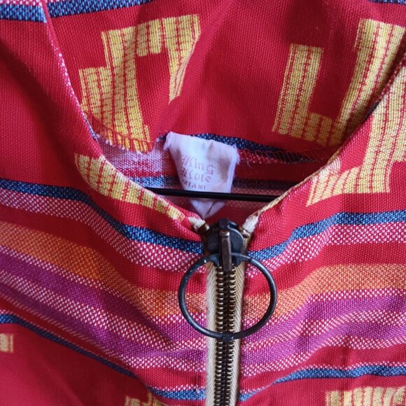 Vintage Girls 10 Dress 1960s King Kole Miami Sleeveless Zip Aztec Geometric mod - Picture 3 of 6